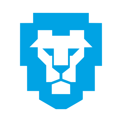 Pixel Lion Head Logo #00a3e4