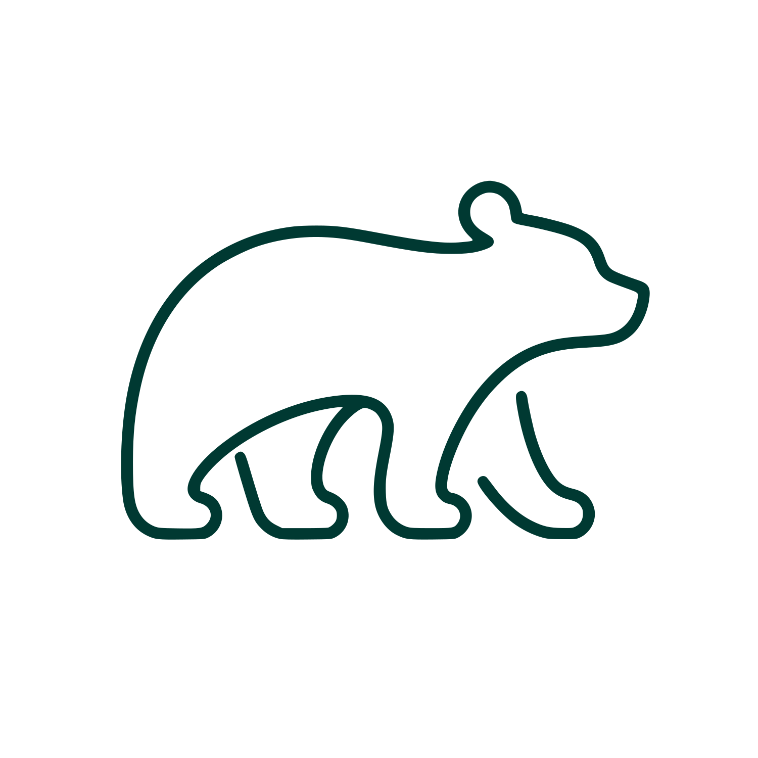 Walking Bear Outline Logo #003932