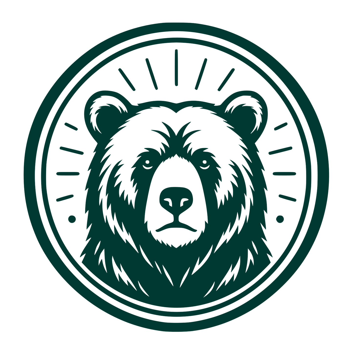 Bear Face Circle Badge Logo #003932