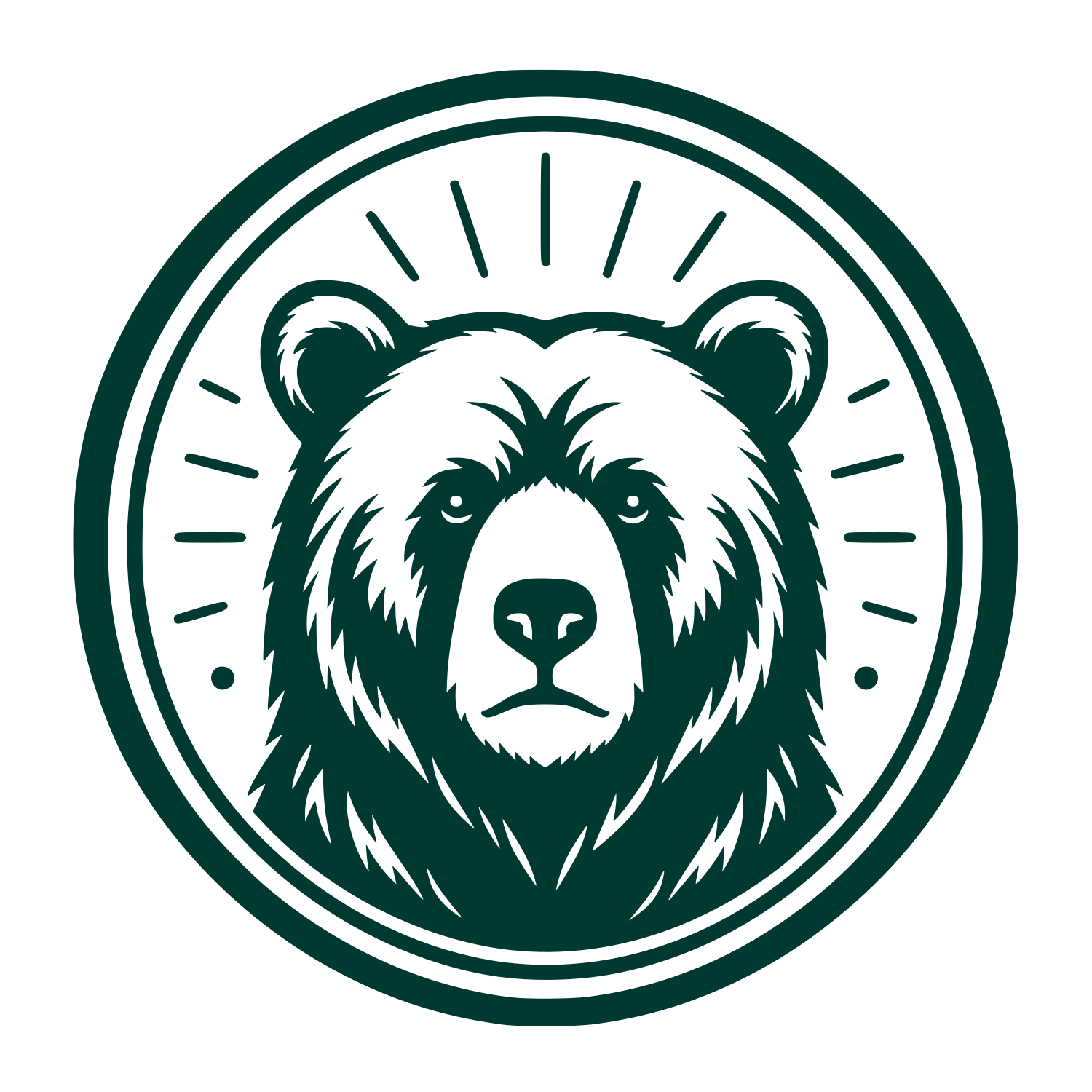 Bear Face Circle Badge Logo #003932