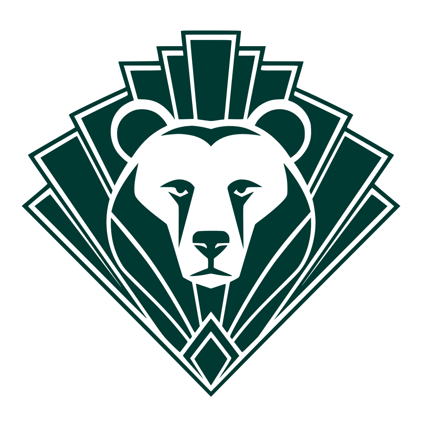 Art Deco Bear Head Logo #003932