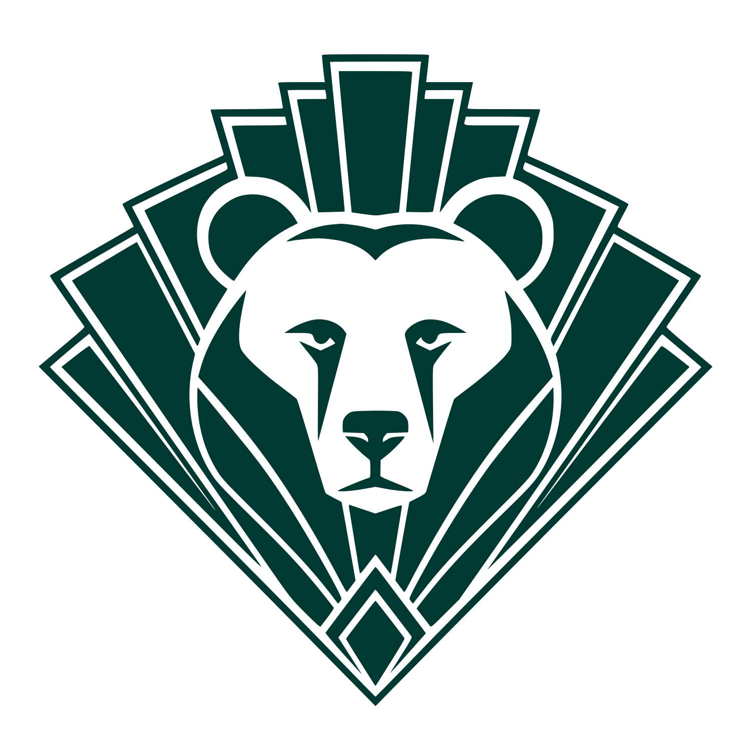 Art Deco Bear Head Logo #003932