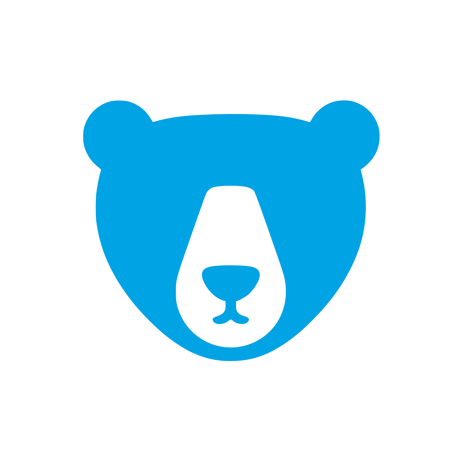 Bear Face Flat Logo #00a3e4