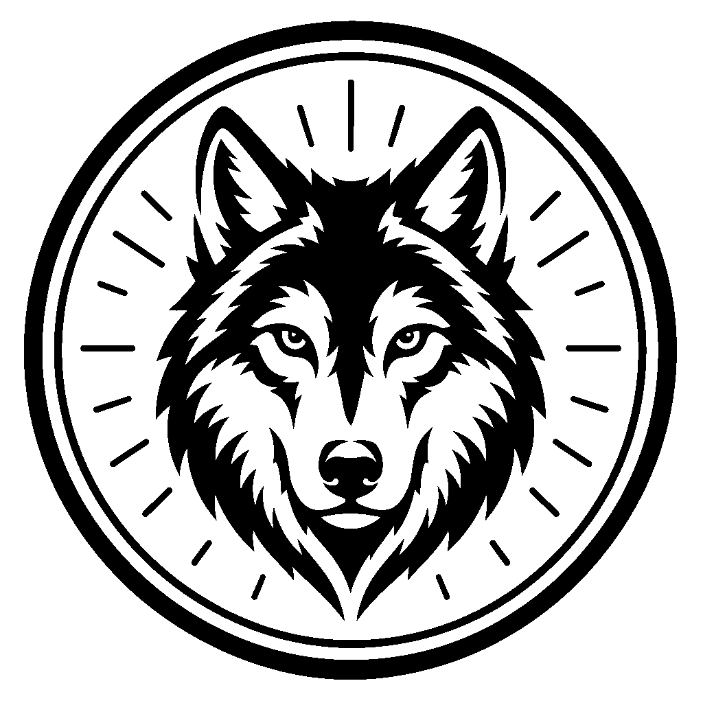 Wolf Head Circle Badge Logo