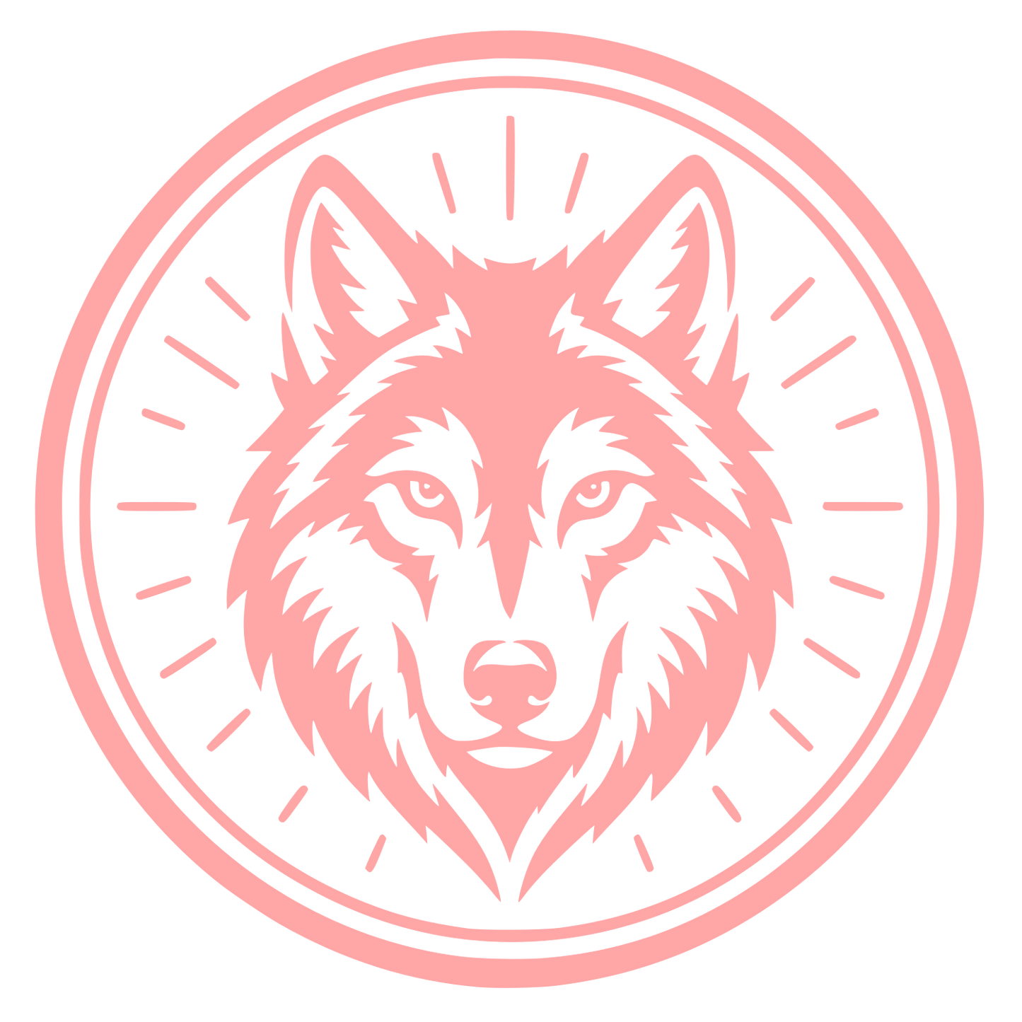 Wolf Head Circle Badge Logo #ffa6a6