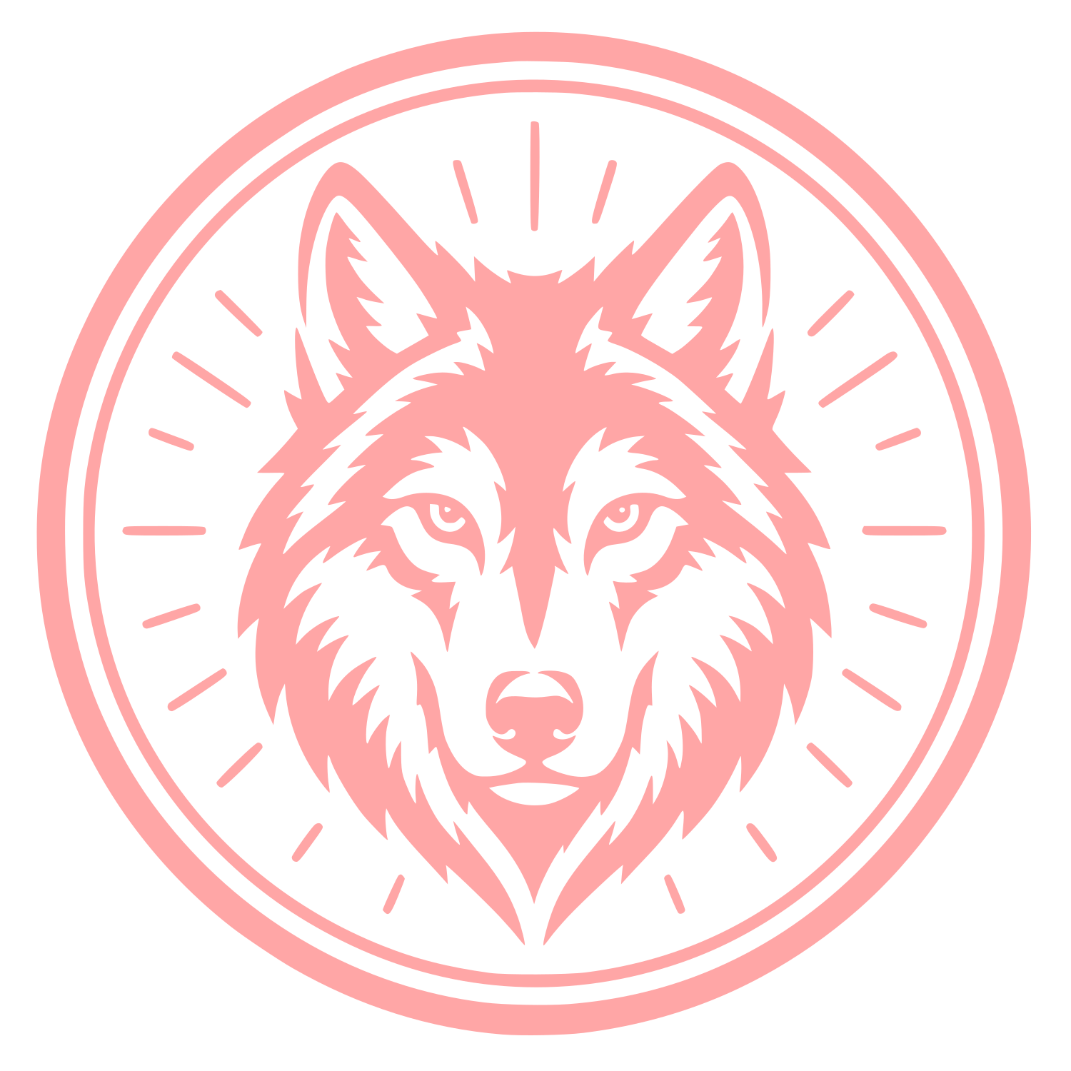 Wolf Head Circle Badge Logo #ffa6a6