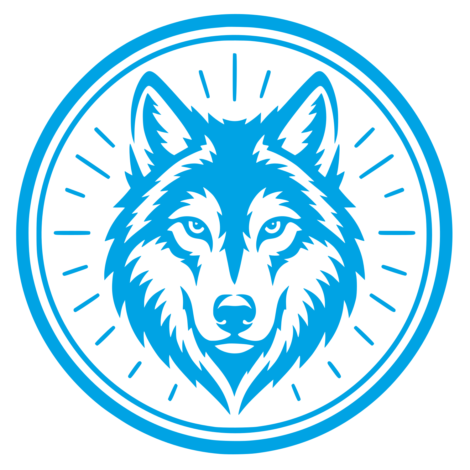 Wolf Head Circle Badge Logo #00a3e4