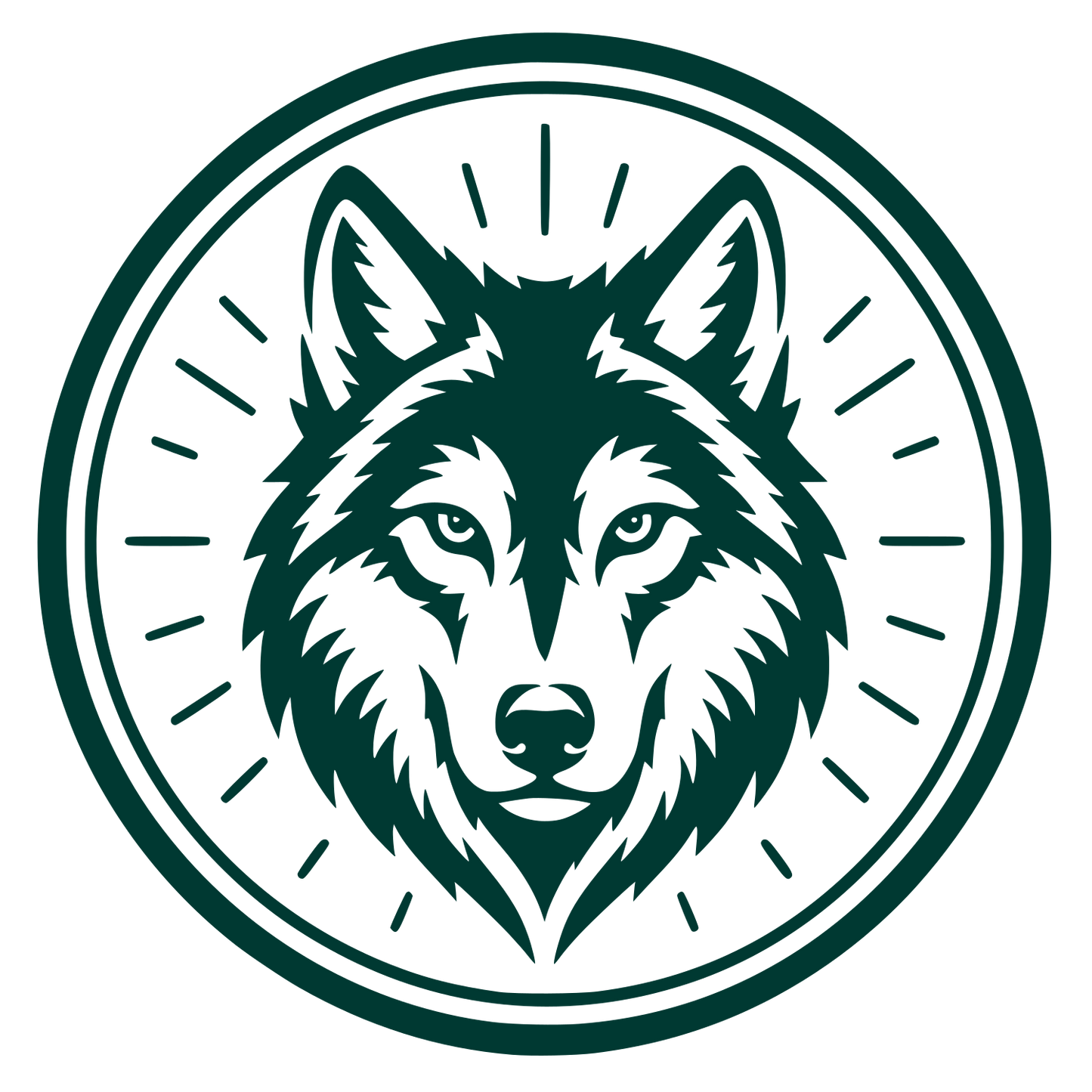 Wolf Head Circle Badge Logo #003932