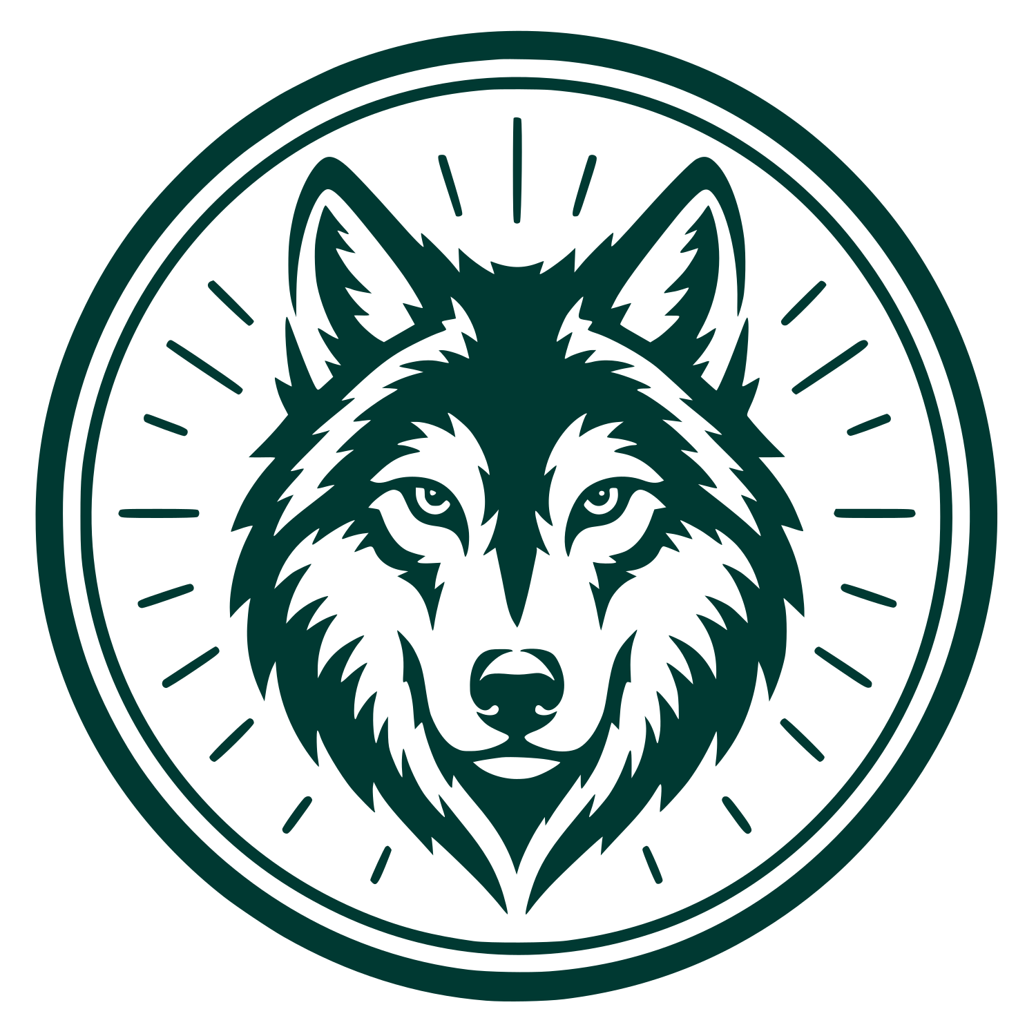 Wolf Head Circle Badge Logo #003932