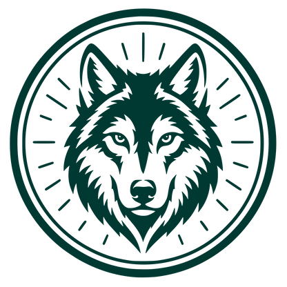 Wolf Head Circle Badge Logo #003932