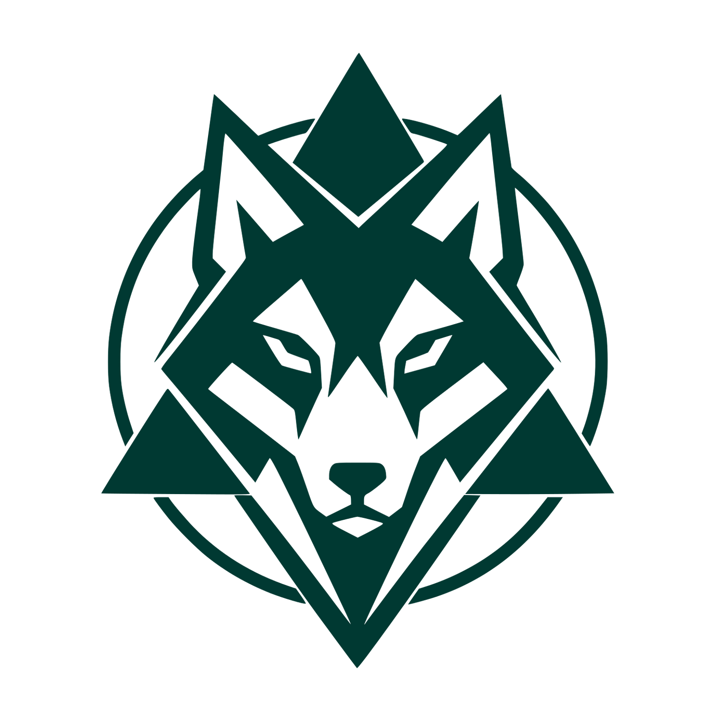 Geometric Wolf Head Logo #003932