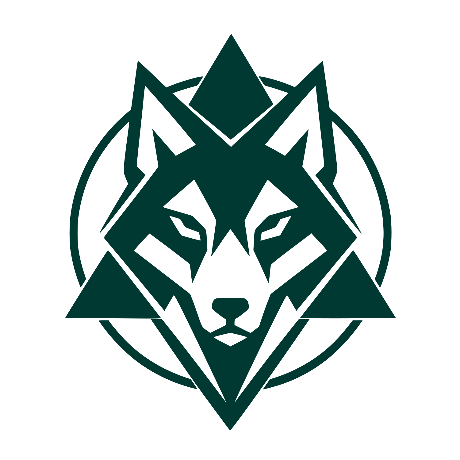 Geometric Wolf Head Logo #003932