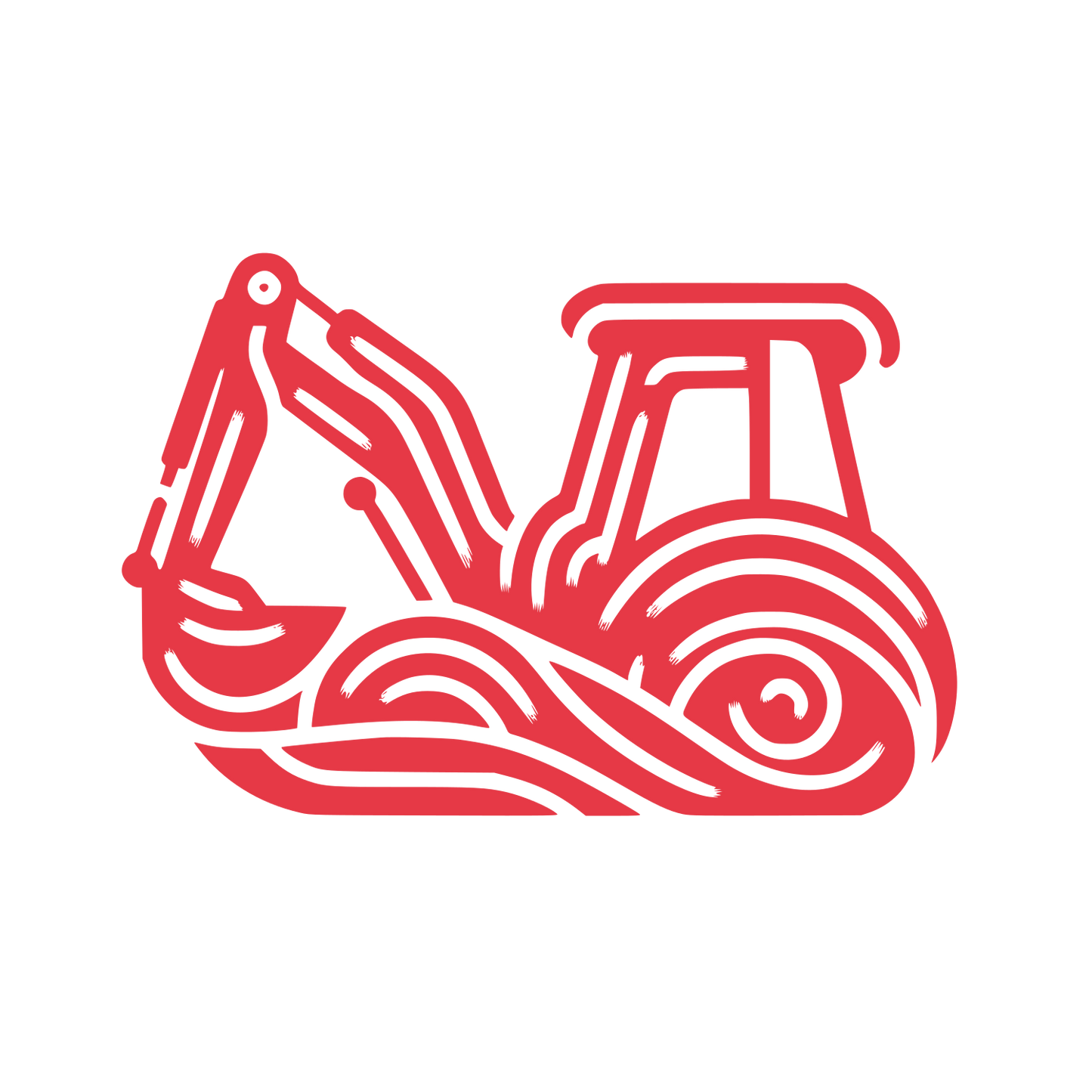 Excavator Construction Line Logo #E63946