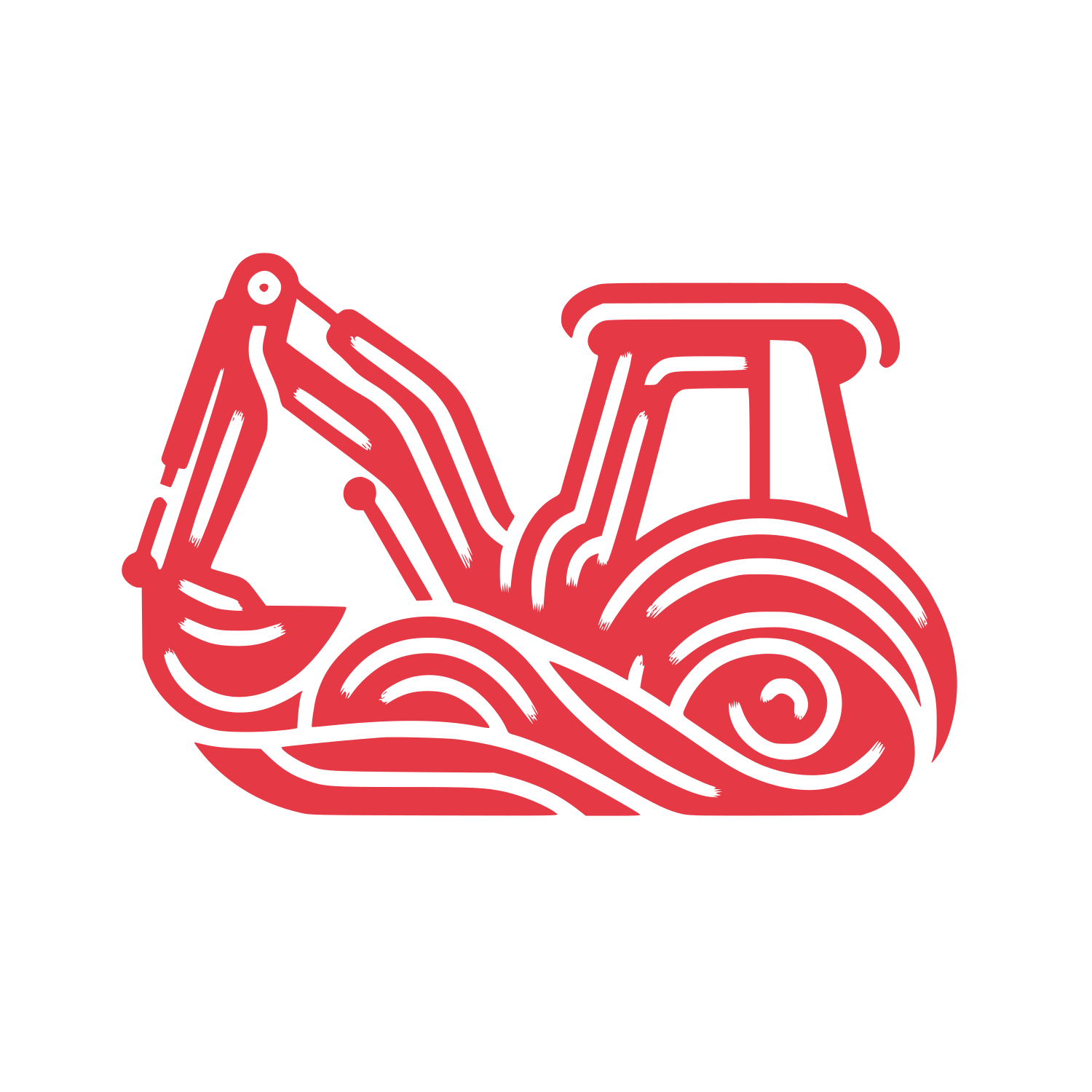 Excavator Construction Line Logo #E63946