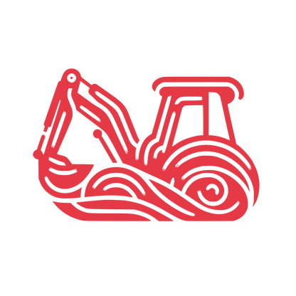 Excavator Construction Line Logo #E63946