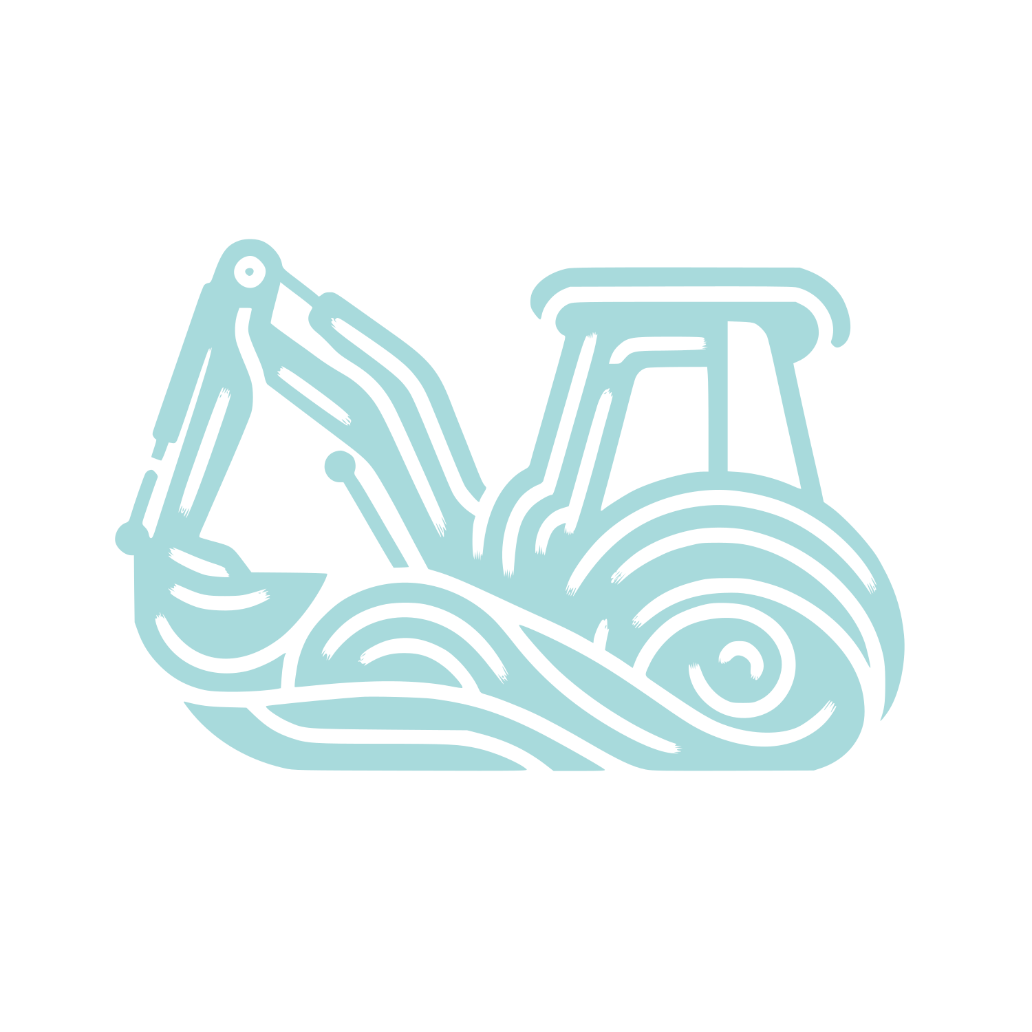 Excavator Construction Line Logo #A8DADC