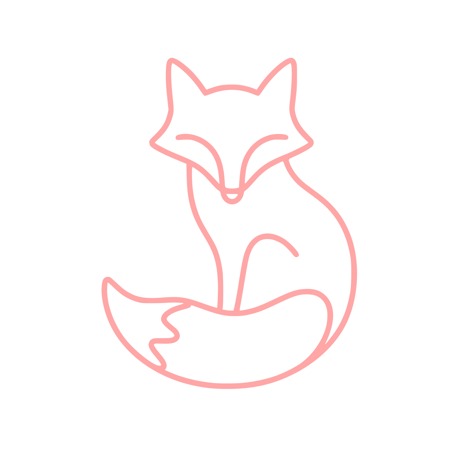 Sitting Fox Outline Logo #ffa6a6