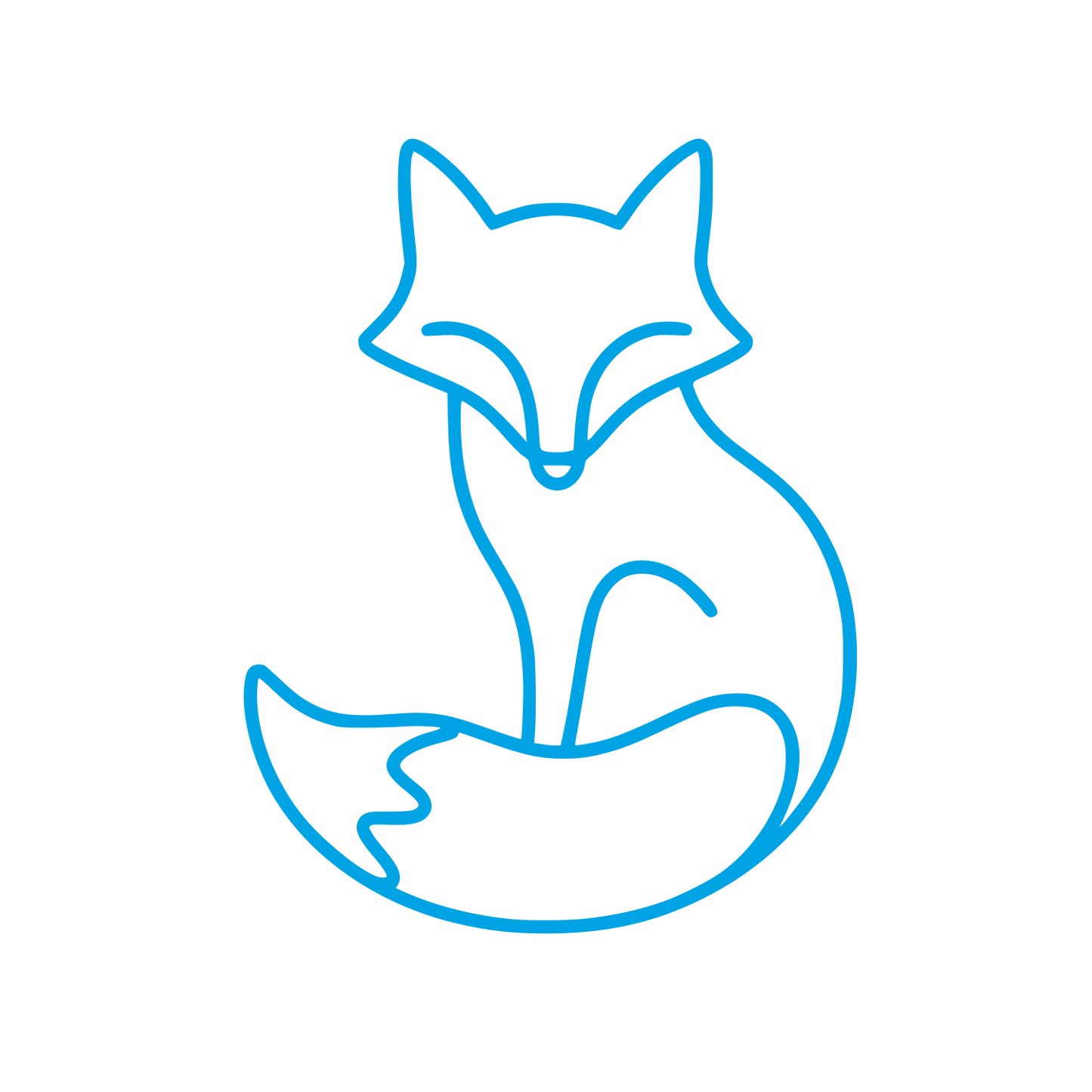 Sitting Fox Outline Logo #00a3e4