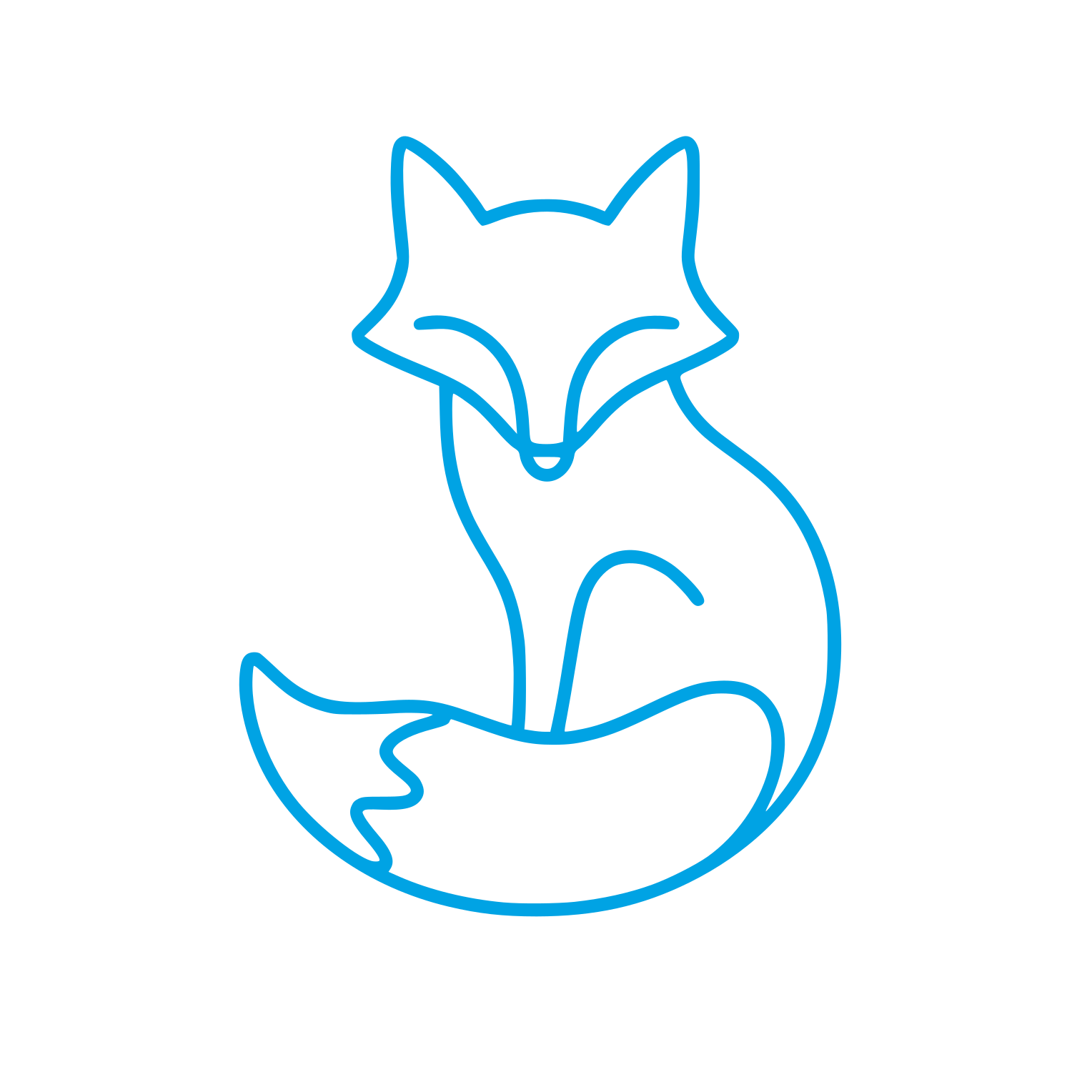 Sitting Fox Outline Logo #00a3e4