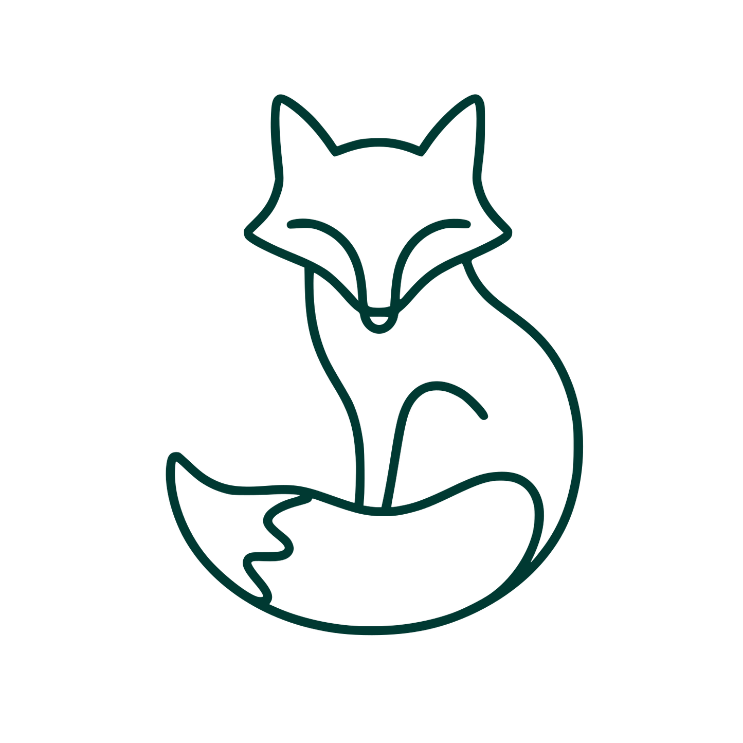 Sitting Fox Outline Logo #003932