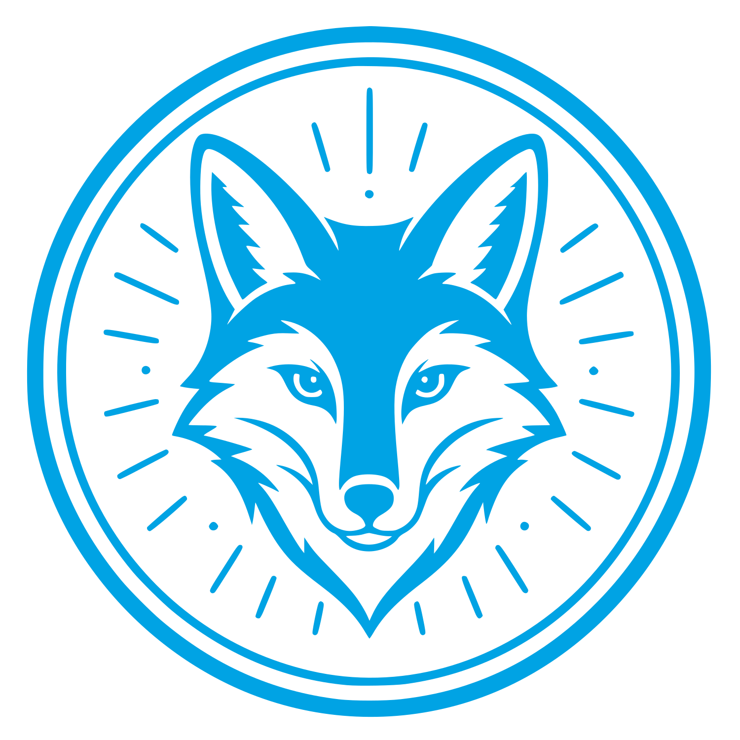 Fox Face Circle Badge Logo #00a3e4