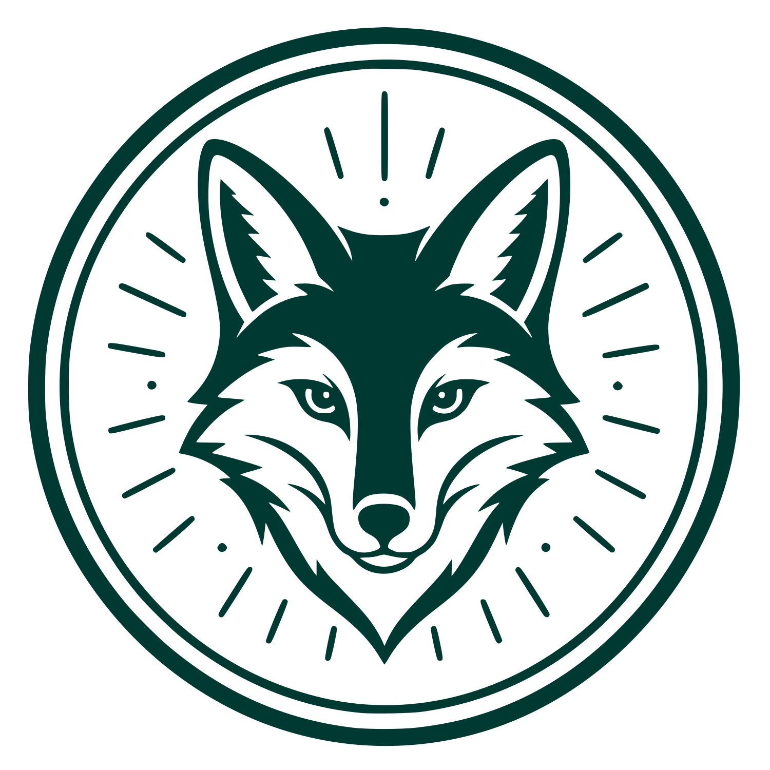 Fox Face Circle Badge Logo #003932