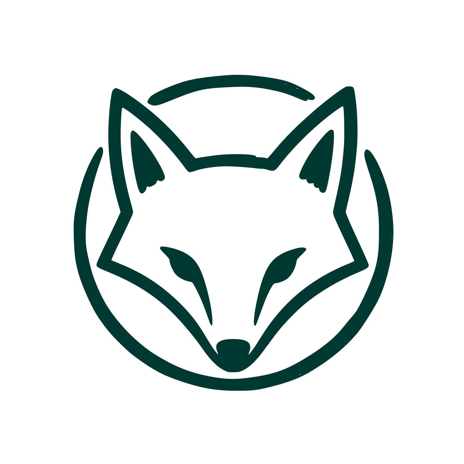 Fox Head Circle Logo #003932