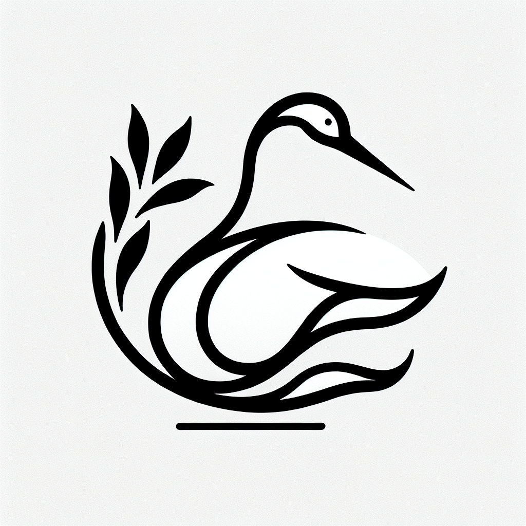 Swan Silhouette Logo with Leaves