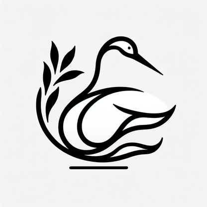 Swan Silhouette Logo with Leaves