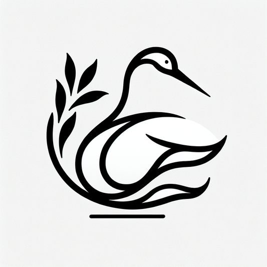Swan Silhouette Logo with Leaves