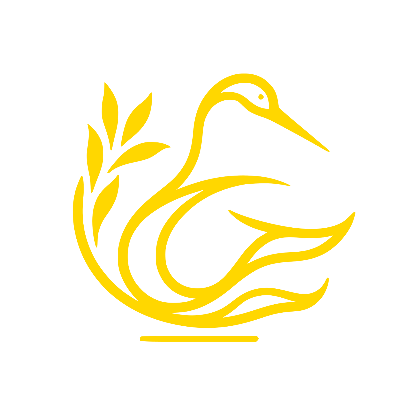 Swan Silhouette Logo with Leaves #FFD700