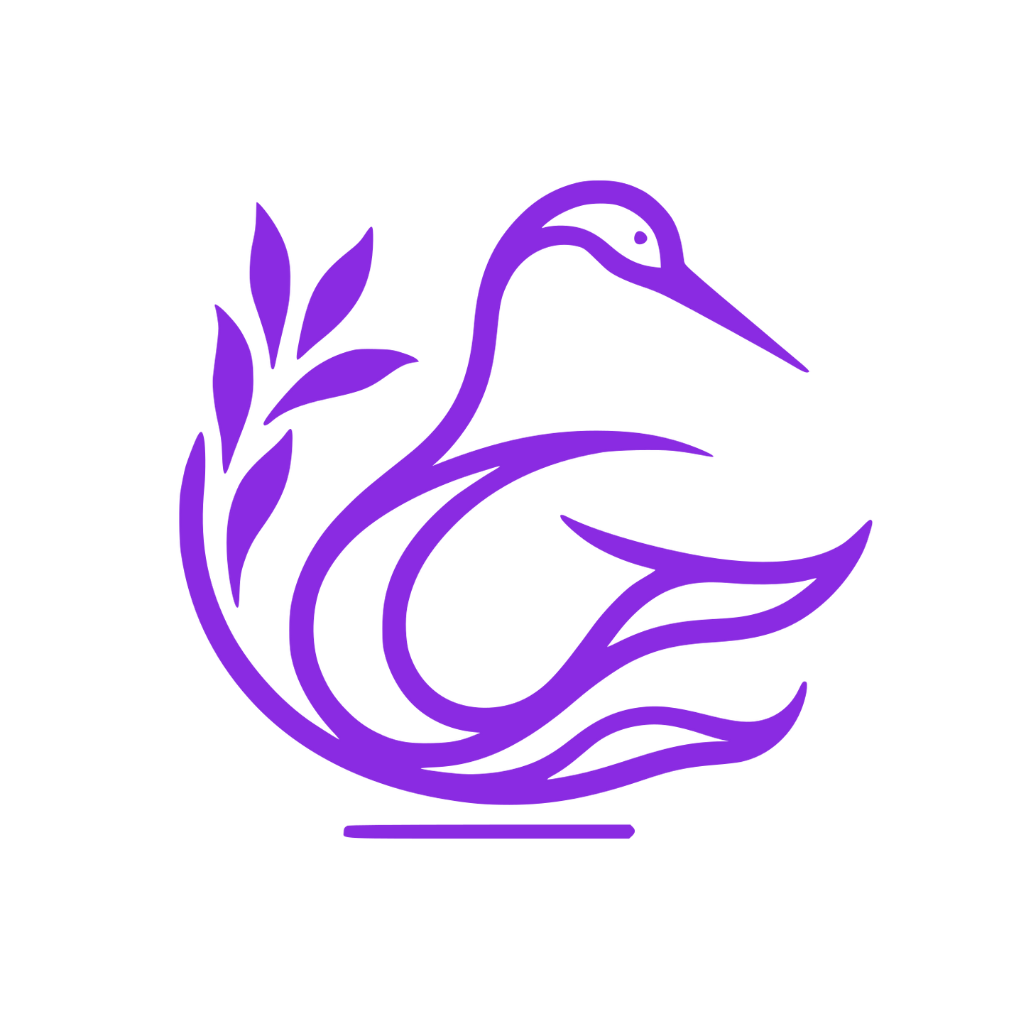 Swan Silhouette Logo with Leaves #8A2BE2