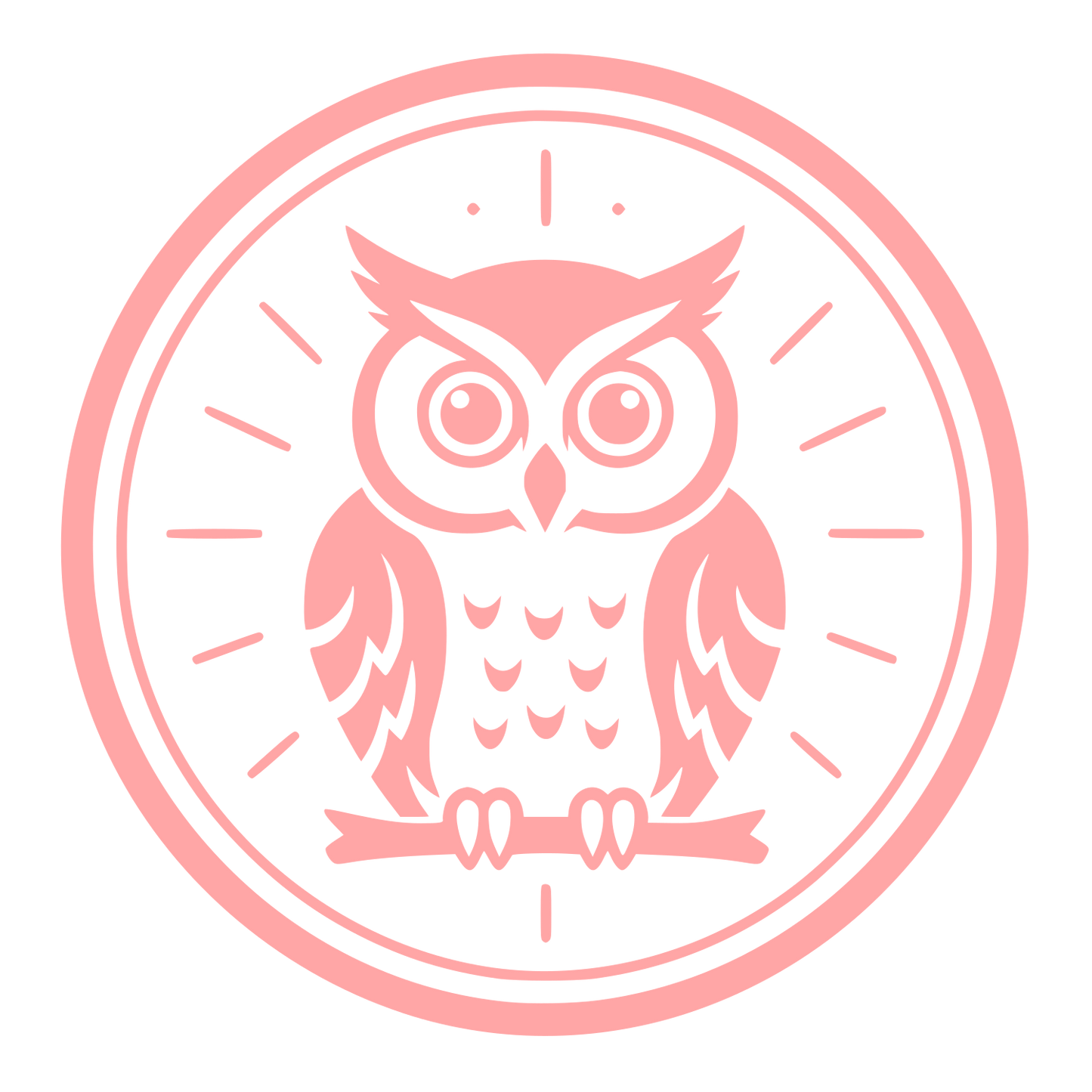 Owl on Clock Badge Logo #ffa6a6