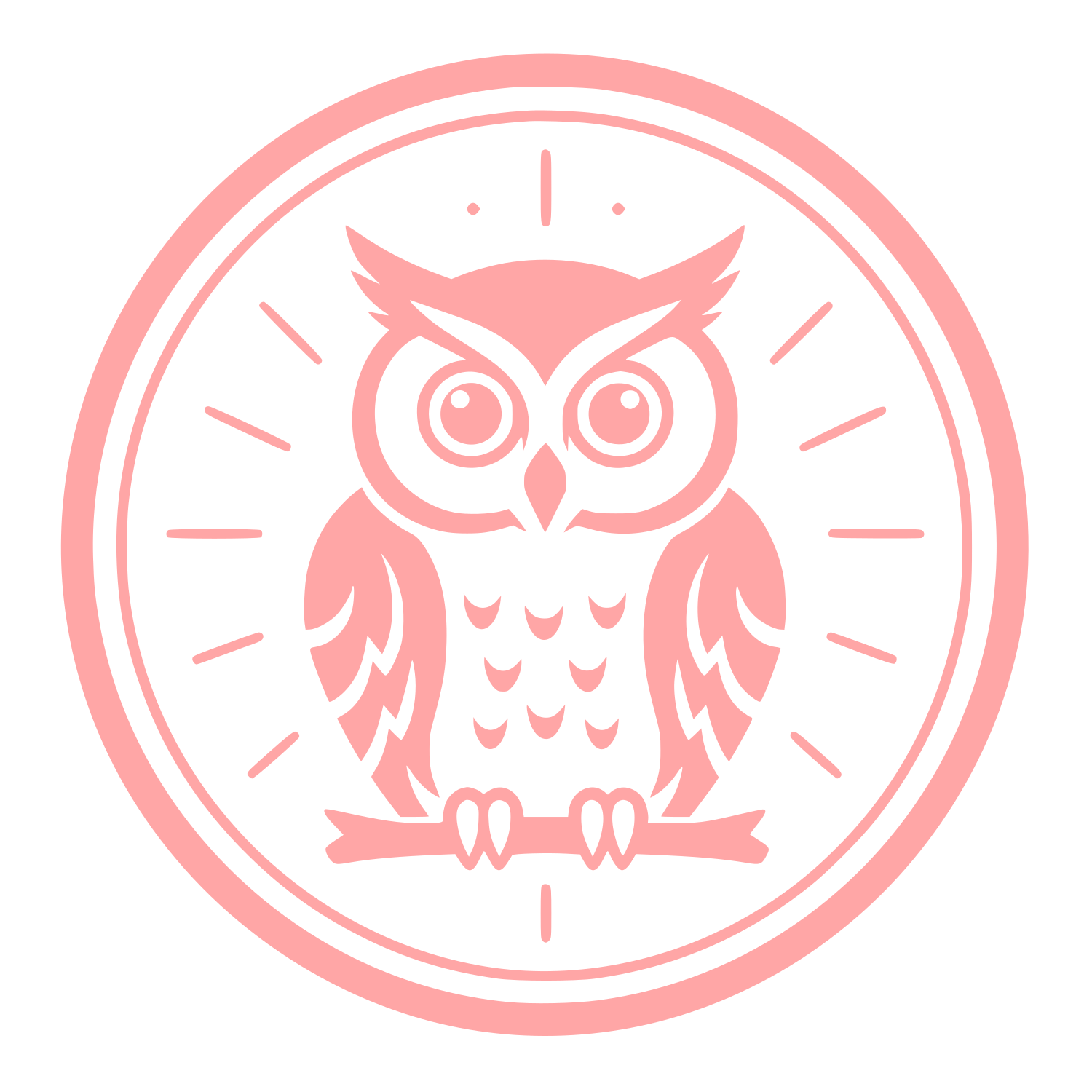 Owl on Clock Badge Logo #ffa6a6