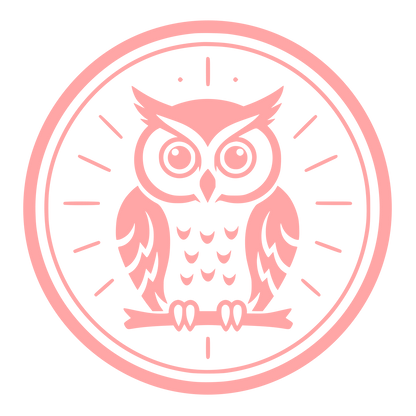 Owl on Clock Badge Logo #ffa6a6