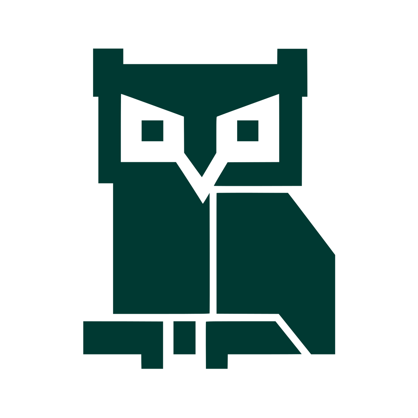 Geometric Pixel Owl Logo #003932