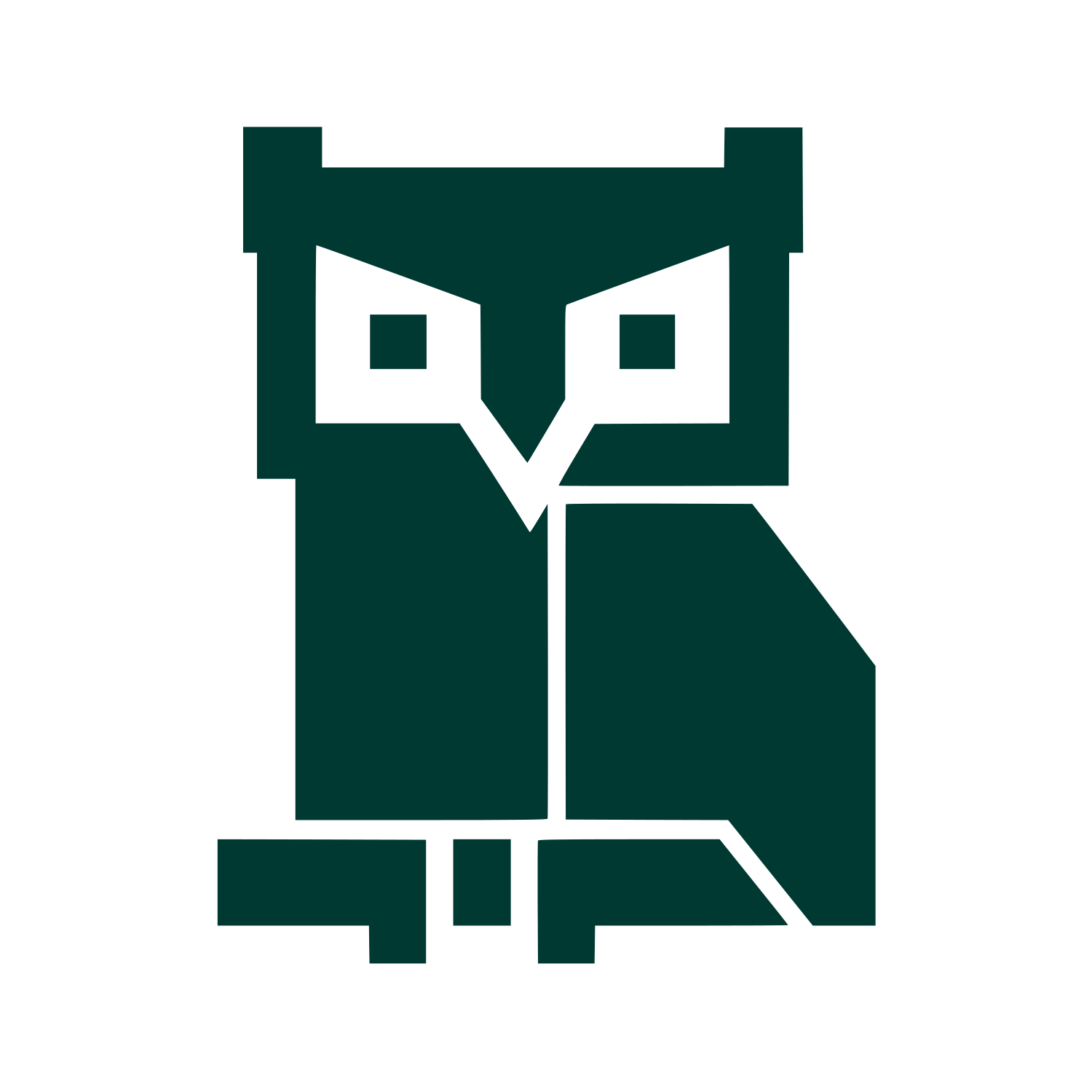 Geometric Pixel Owl Logo #003932