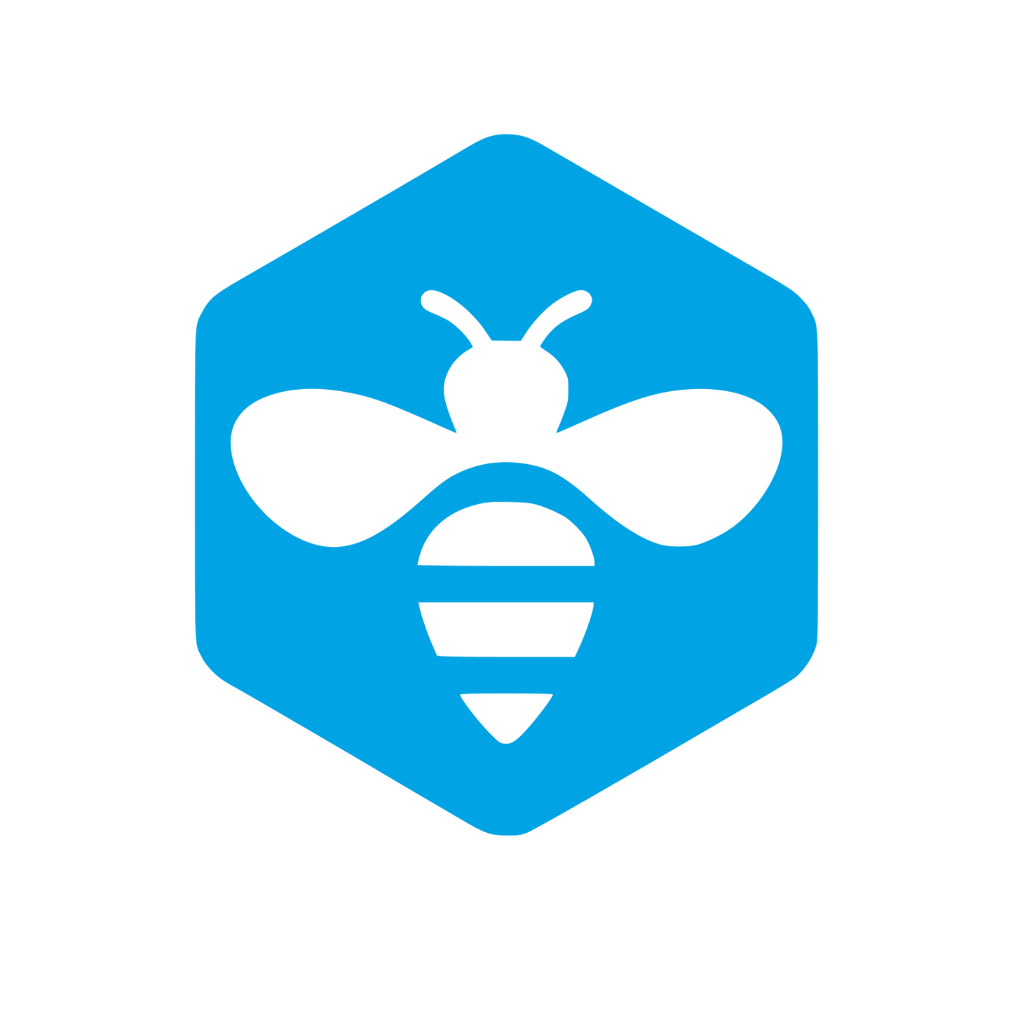 Bee in Hexagon Logo #00a3e4
