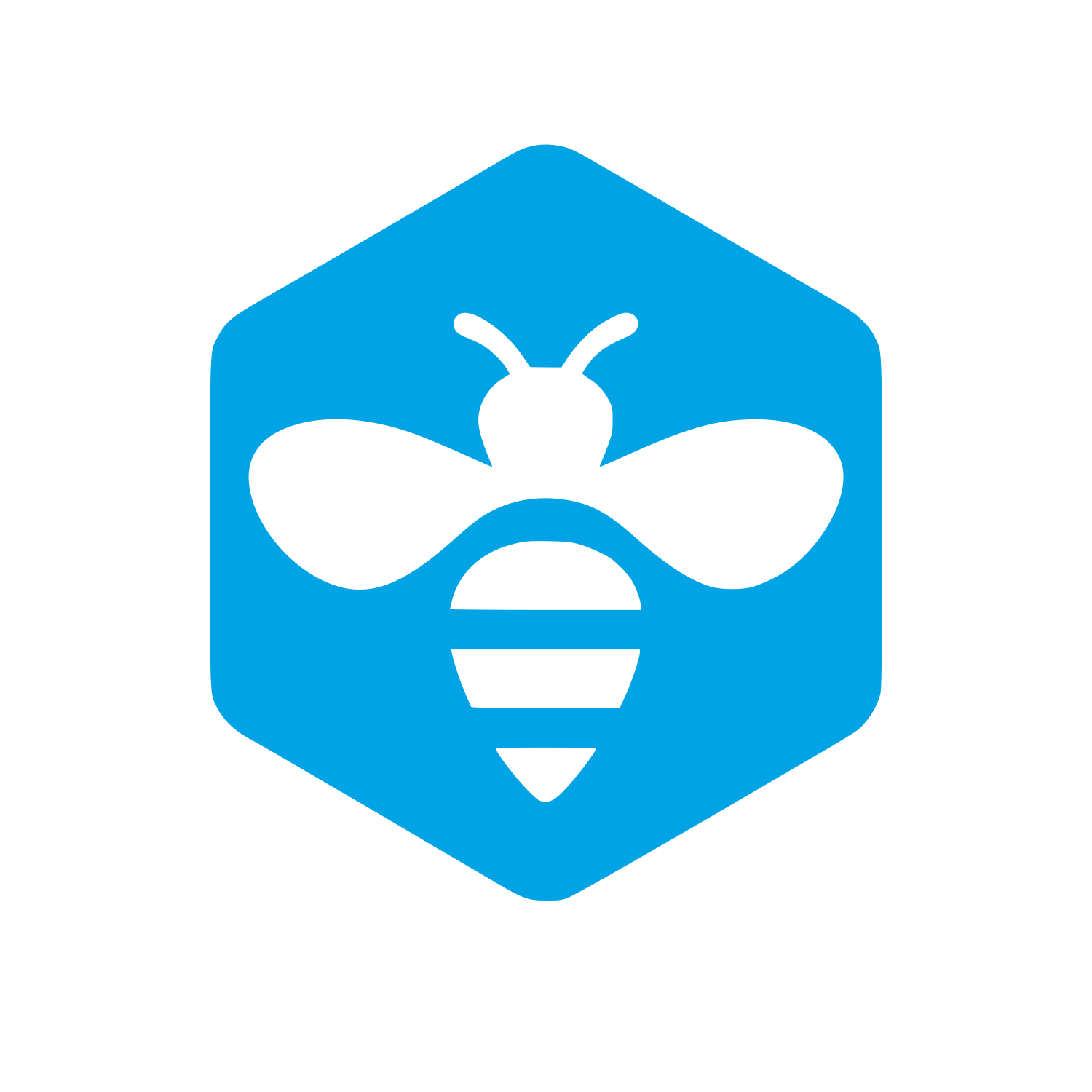 Bee in Hexagon Logo #00a3e4