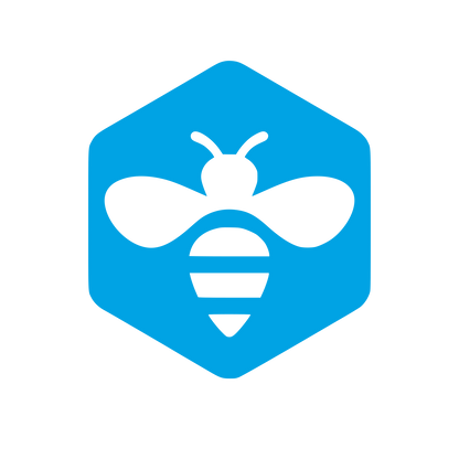 Bee in Hexagon Logo #00a3e4