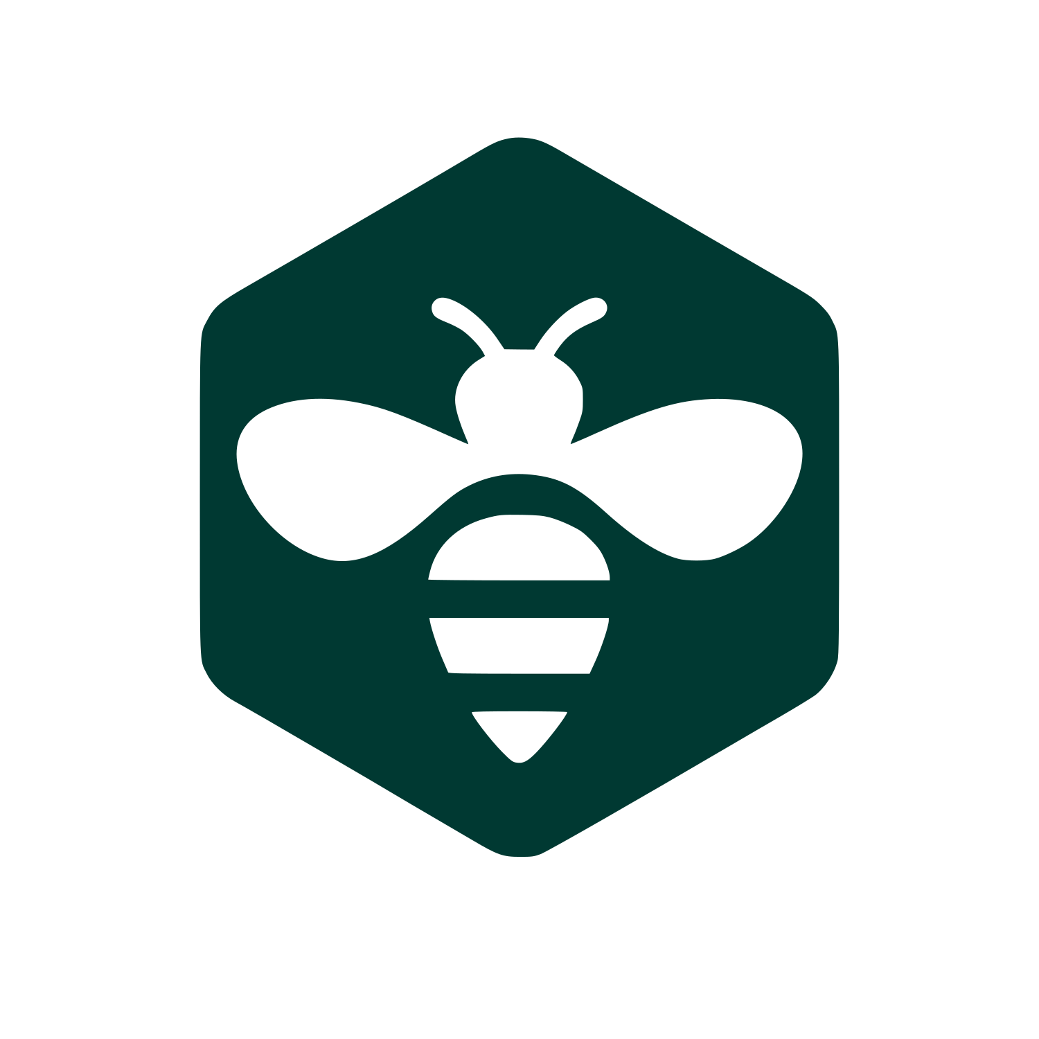 Bee in Hexagon Logo #003932