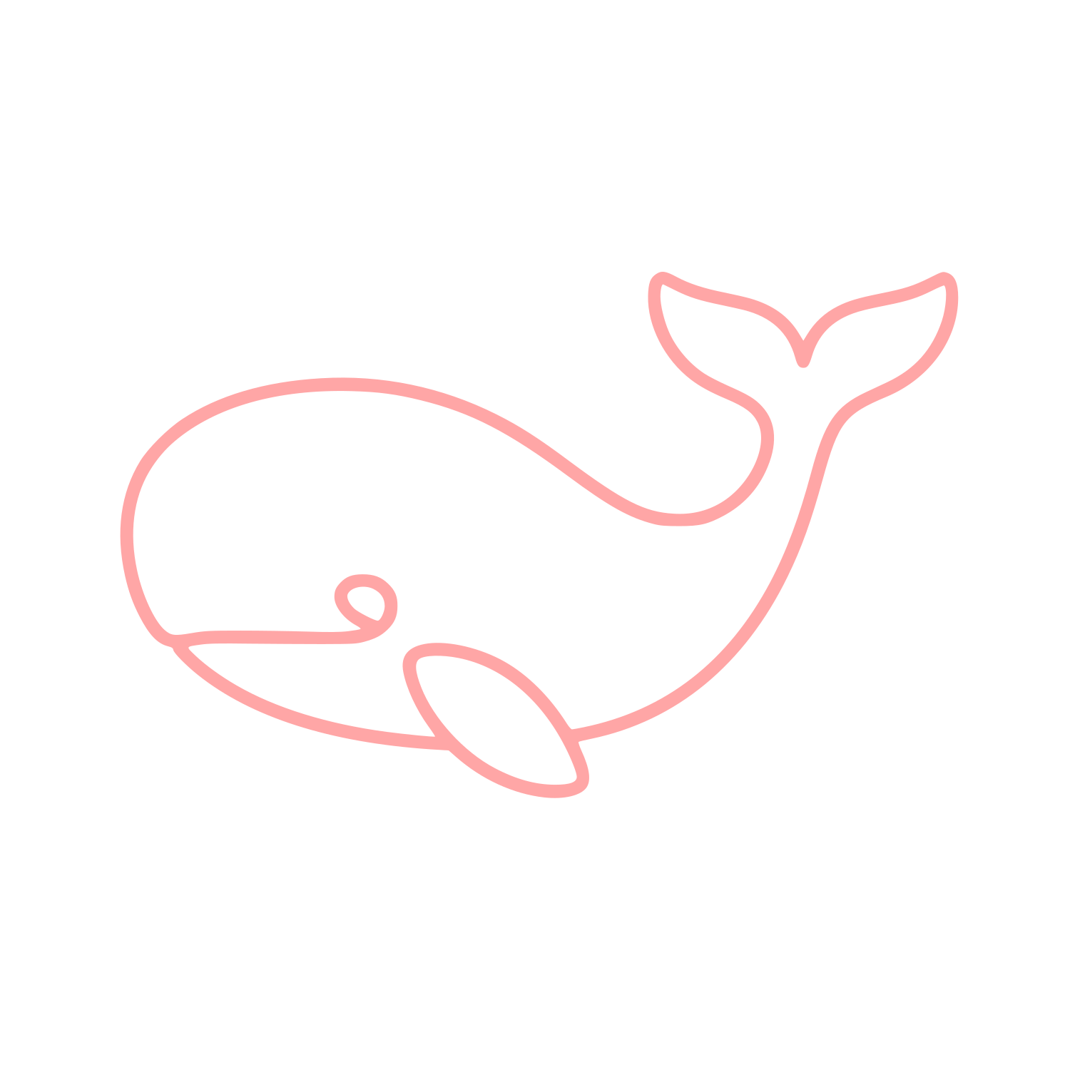 Single Line Whale Logo #ffa6a6
