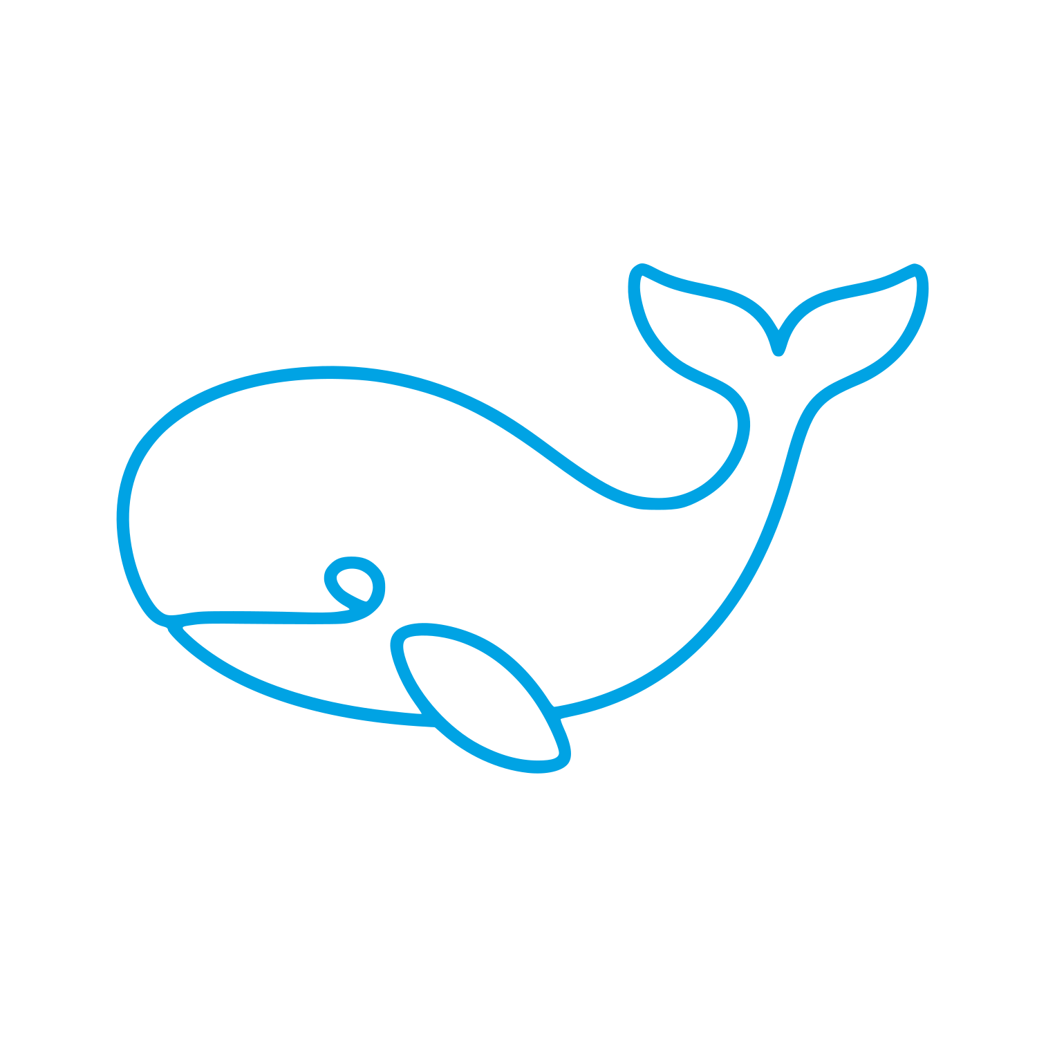 Single Line Whale Logo #00a3e4
