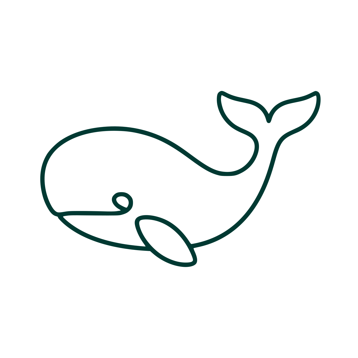 Single Line Whale Logo #003932