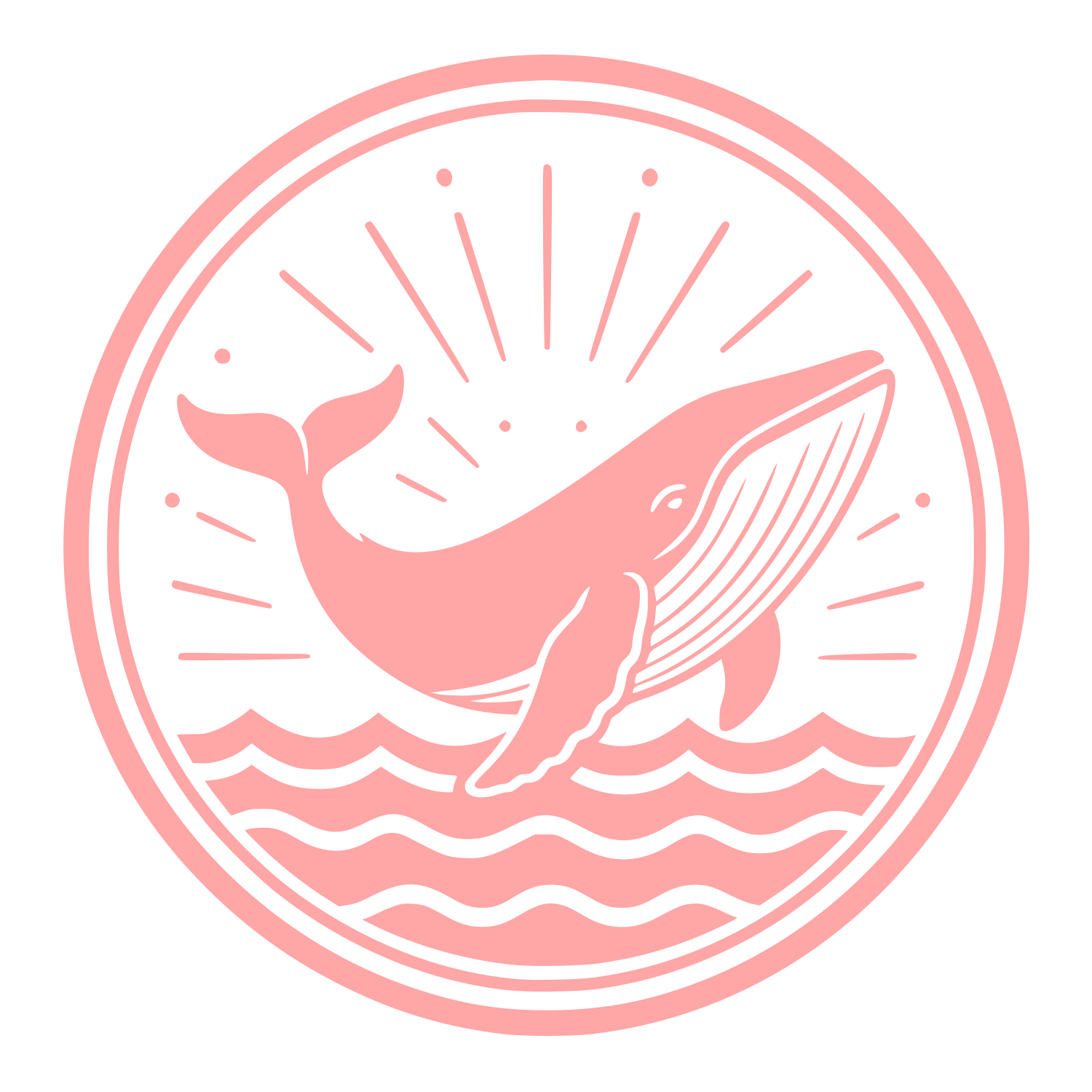 Breaching Whale Circle Logo #ffa6a6
