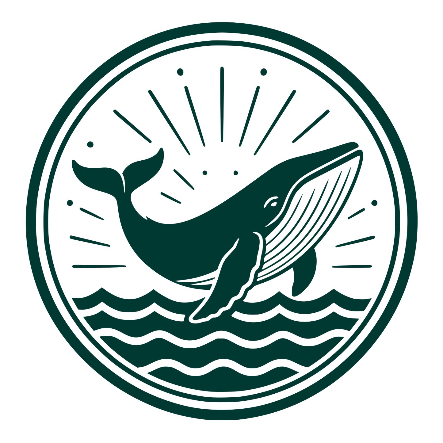 Breaching Whale Circle Logo #003932