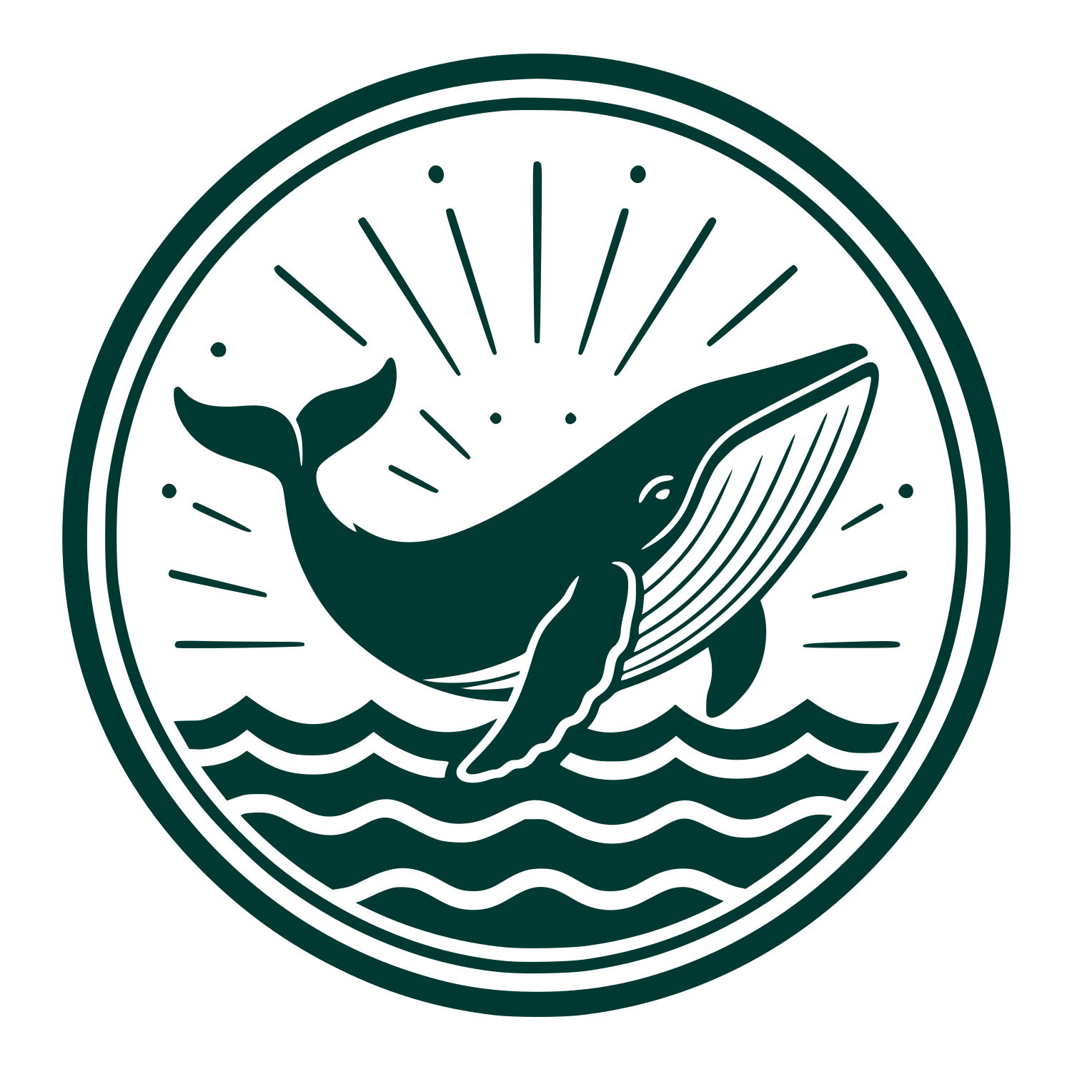 Breaching Whale Circle Logo #003932