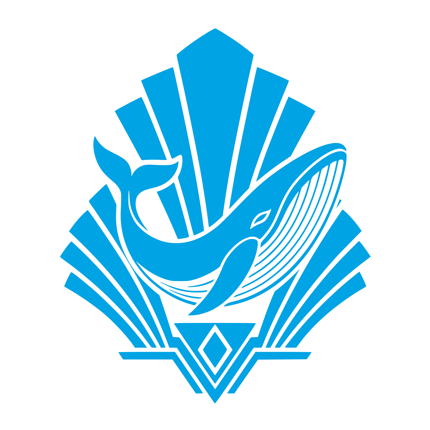 Art Deco Whale Logo #00a3e4