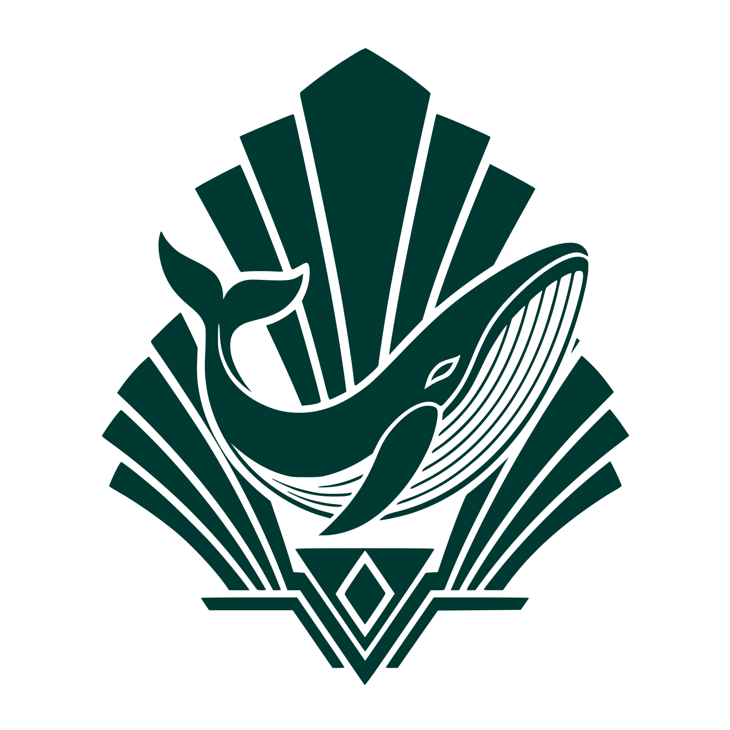 Art Deco Whale Logo #003932