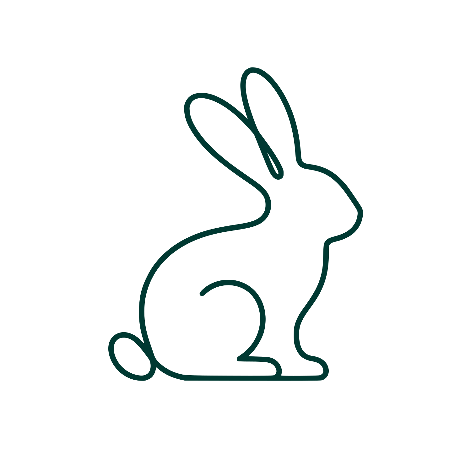 Sitting Rabbit Outline Logo #003932